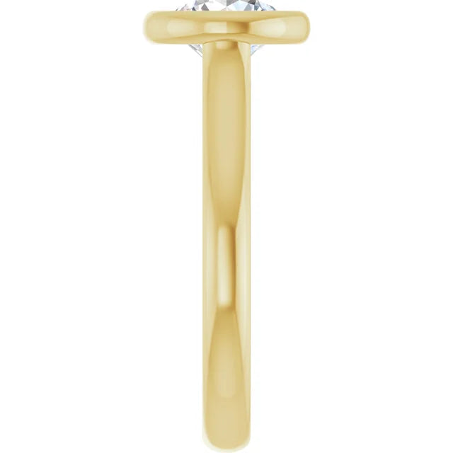 Round Brilliant Yellow Gold Solitaire Bezel Lab Diamond Engagement Ring 