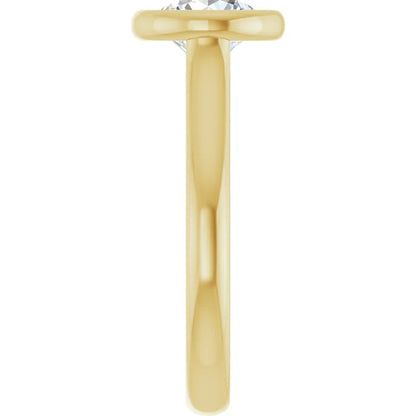 Round Brilliant Yellow Gold Solitaire Bezel Lab Diamond Engagement Ring 
