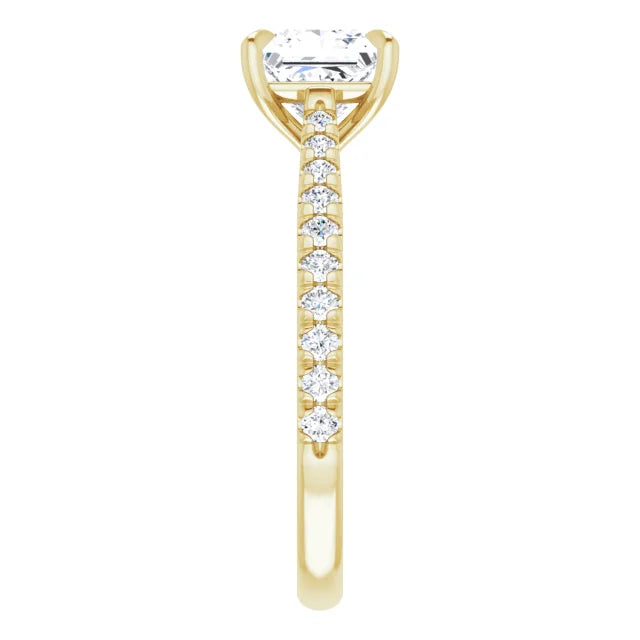 Princess Yellow Gold Claw Set Style Engagement Ring