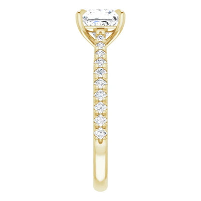 Princess Yellow Gold Claw Set Style Engagement Ring