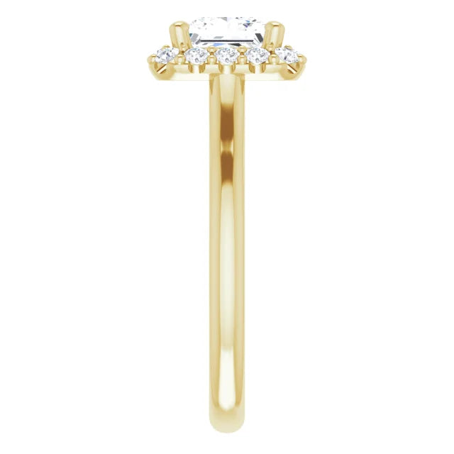 Princess Halo Solitaire Yellow Gold Lab Diamond Engagement Ring 