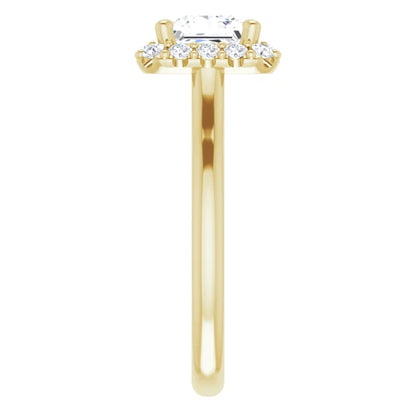 Princess Halo Solitaire Yellow Gold Lab Diamond Engagement Ring 