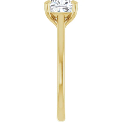 Cushion Yellow Gold Four Claw Solitaire Lab Diamond Engagement Ring 
