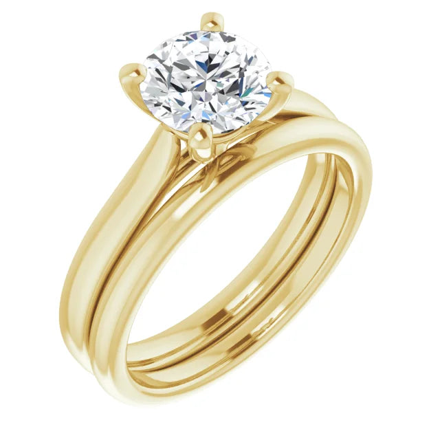 Four Claw Yellow Gold Round Brilliant Solitaire Engagement Ring