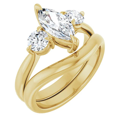 Marquise Yellow Gold Accent Engagement Ring