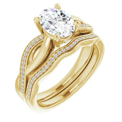 Oval Yellow Gold Claw Set Twist Style Engagement Ring 