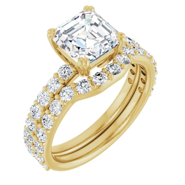 Asscher Yellow Gold Claw Set Style Engagement Ring