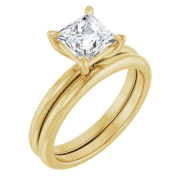 Princess Yellow Gold Solitaire Engagement Ring