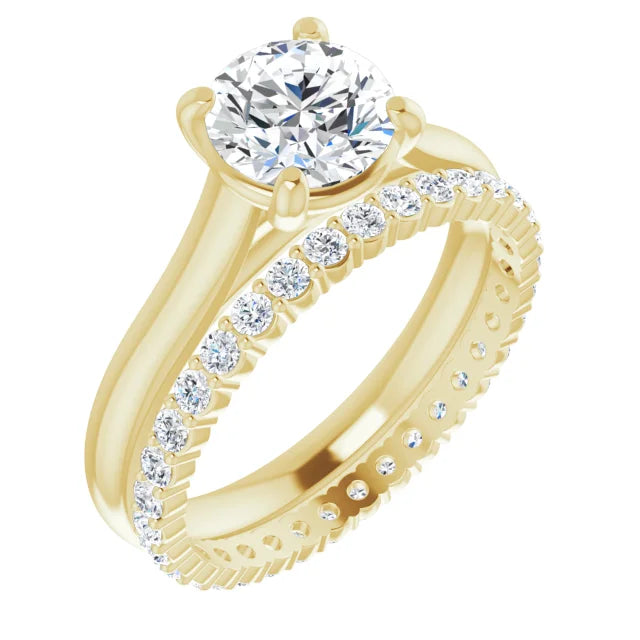 Four Claw Round Brilliant Yellow Gold Solitaire Lab Diamond Engagement Ring