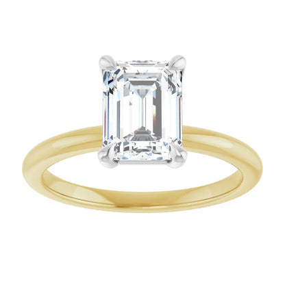 Emerald White & Yellow Gold Solitaire Engagement Ring