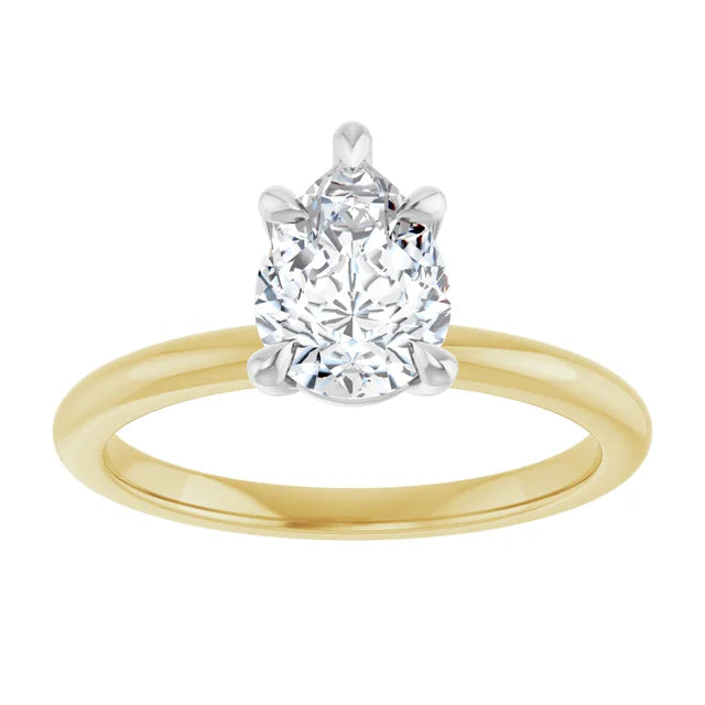 Pear White & Yellow Gold Solitaire Engagement Ring