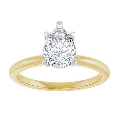 Pear White & Yellow Gold Solitaire Engagement Ring