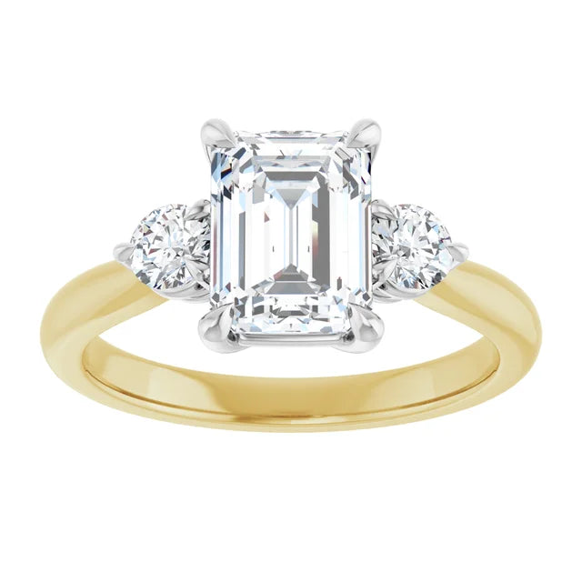 Emerald White & Yellow Gold Accent Engagement Ring