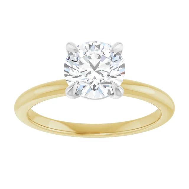 Round Brilliant White & Yellow Gold Solitaire Engagement Ring