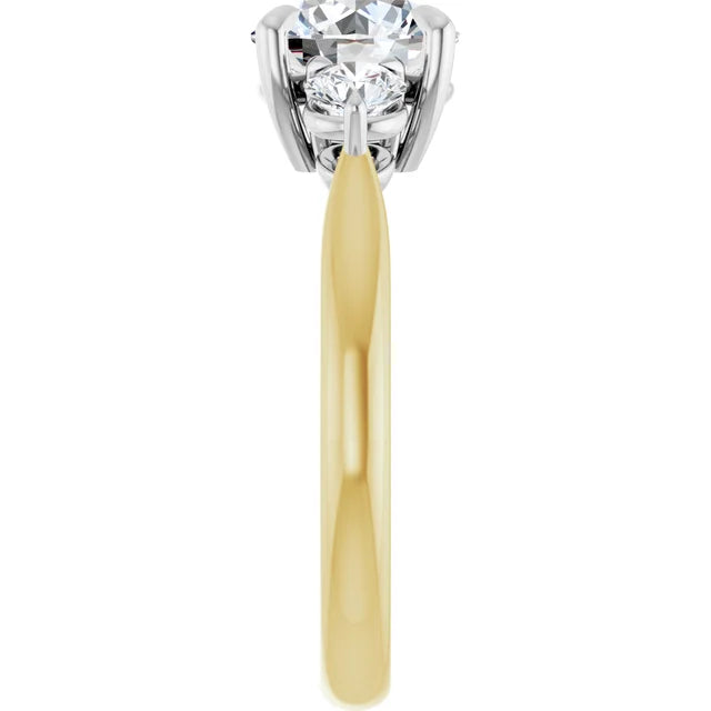 Round Brilliant White & Yellow Gold Accent Engagement Ring