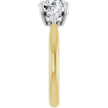 Round Brilliant White & Yellow Gold Accent Engagement Ring