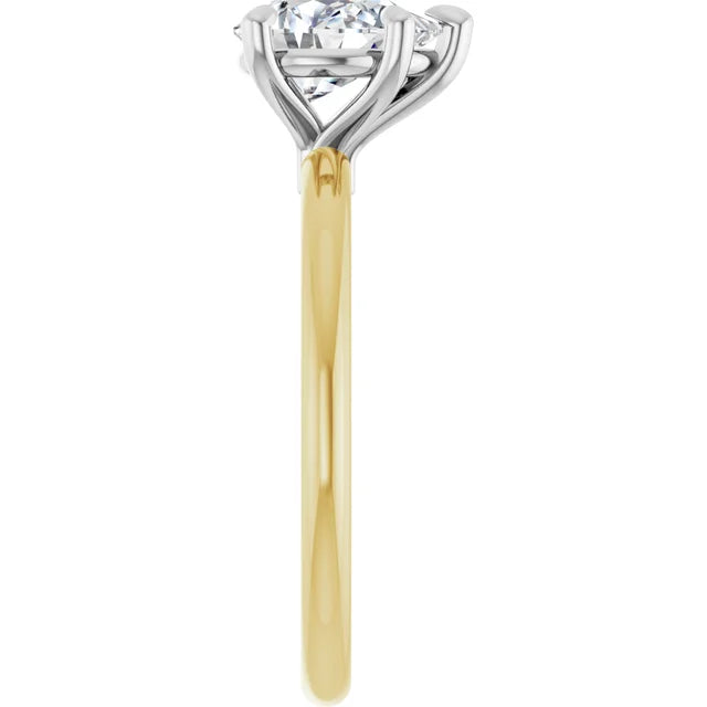 Pear White & Yellow Gold Solitaire Engagement Ring