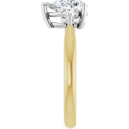 Pear White & Yellow Gold Accent Engagement Ring