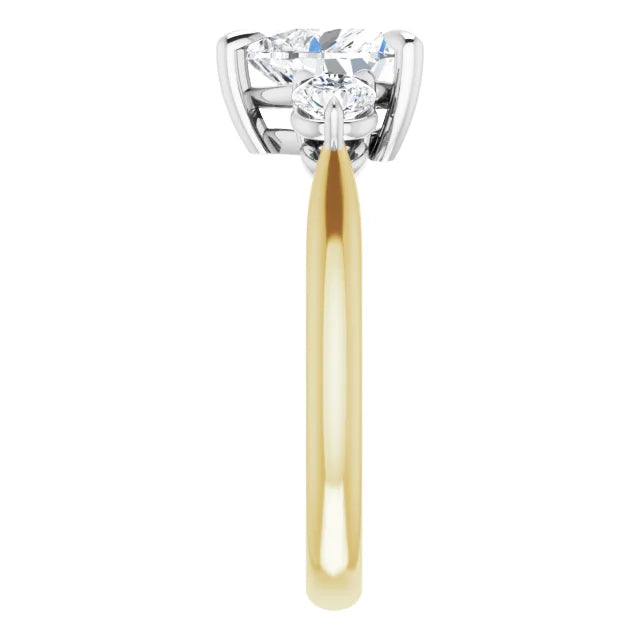 Heart White & Yellow Gold Accent Engagement Ring
