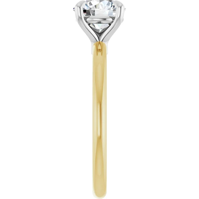 Round Brilliant White & Yellow Gold Solitaire Engagement Ring