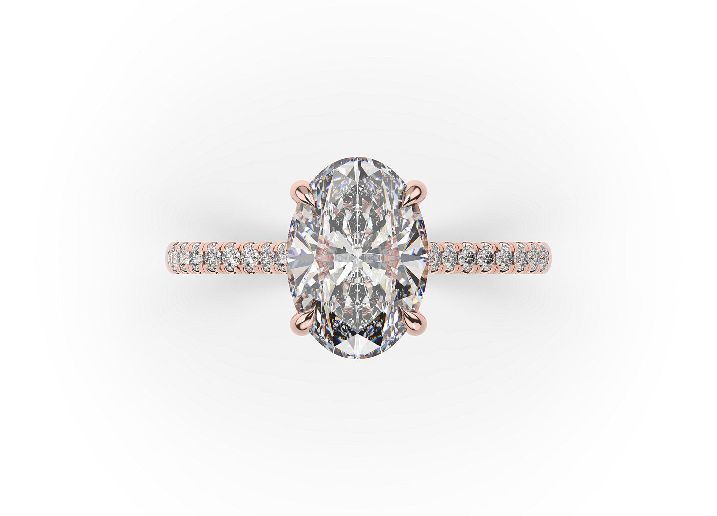 Oval Rose Gold Hidden Halo Engagement Ring