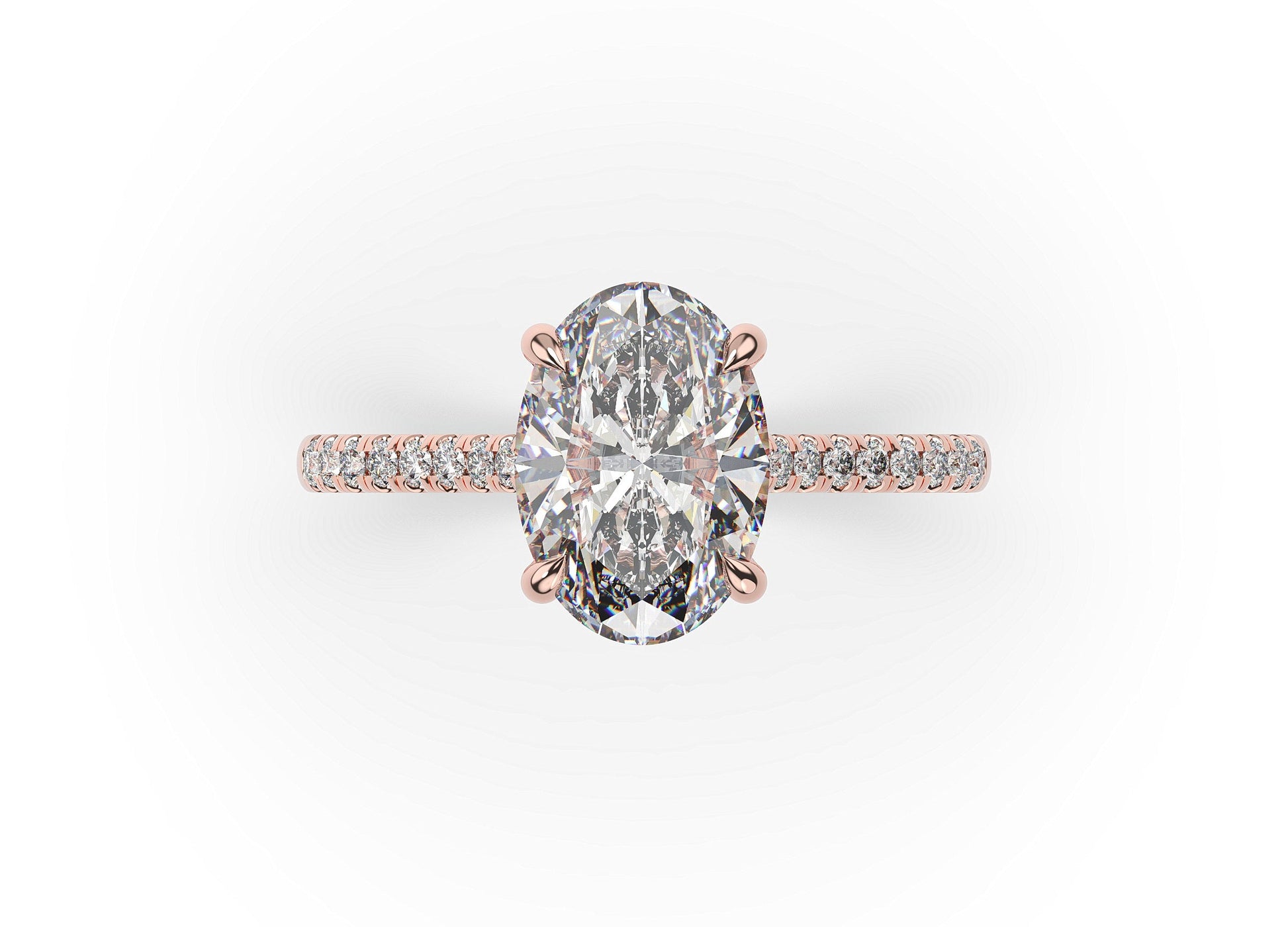 Oval Rose Gold Hidden Halo Engagement Ring