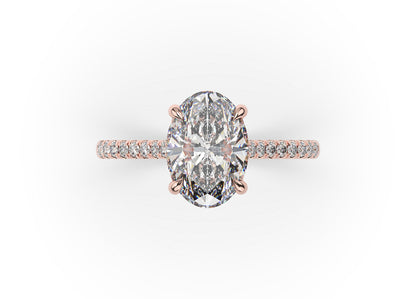 Oval Rose Gold Hidden Halo Engagement Ring