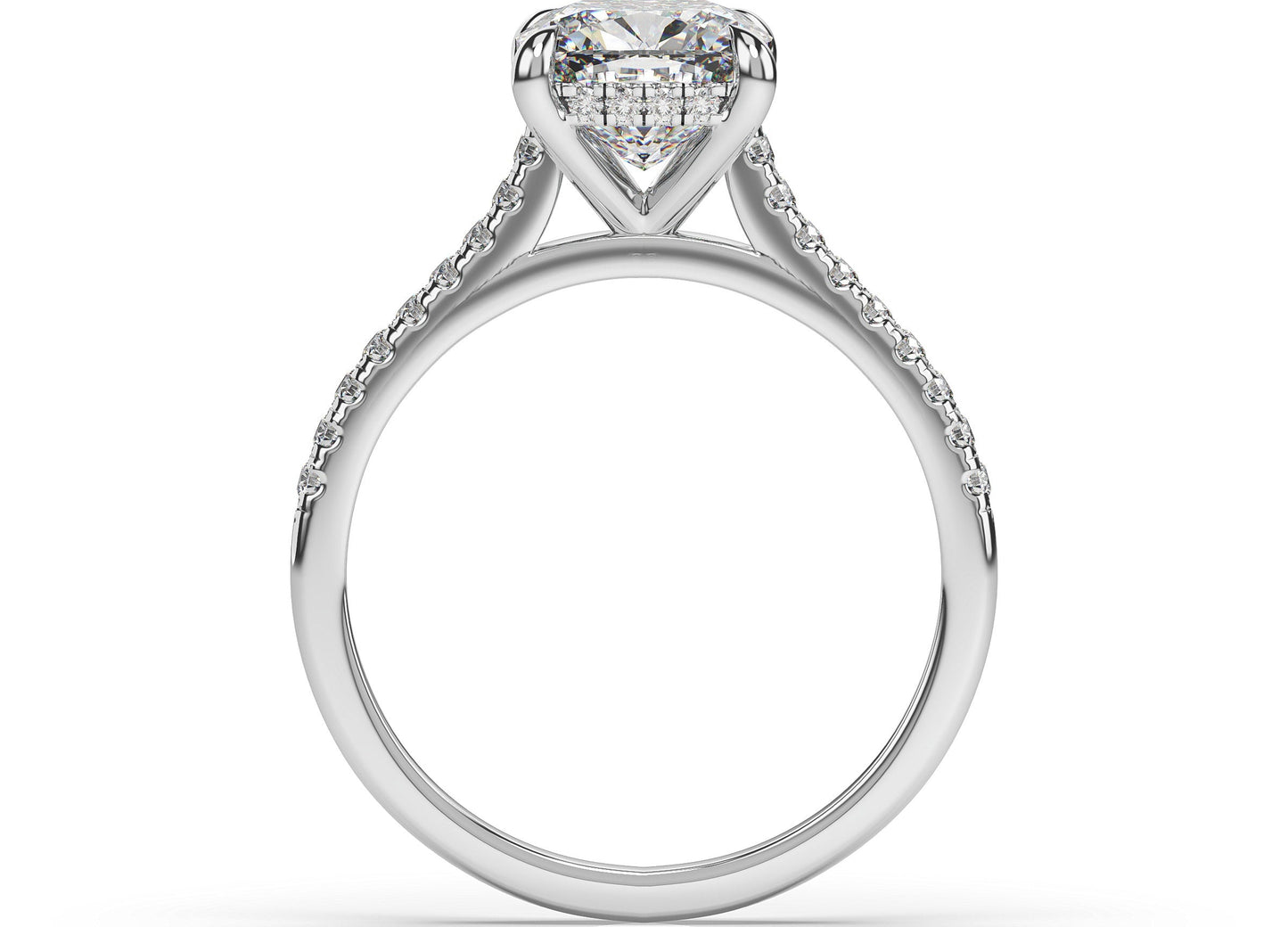 Cushion White Gold Hidden Halo Engagement Ring