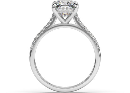 Cushion White Gold Hidden Halo Engagement Ring