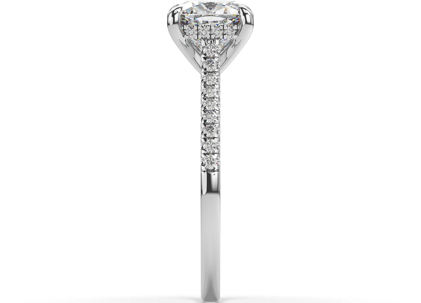 Cushion White Gold Hidden Halo Engagement Ring