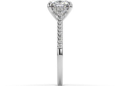 Cushion White Gold Hidden Halo Engagement Ring