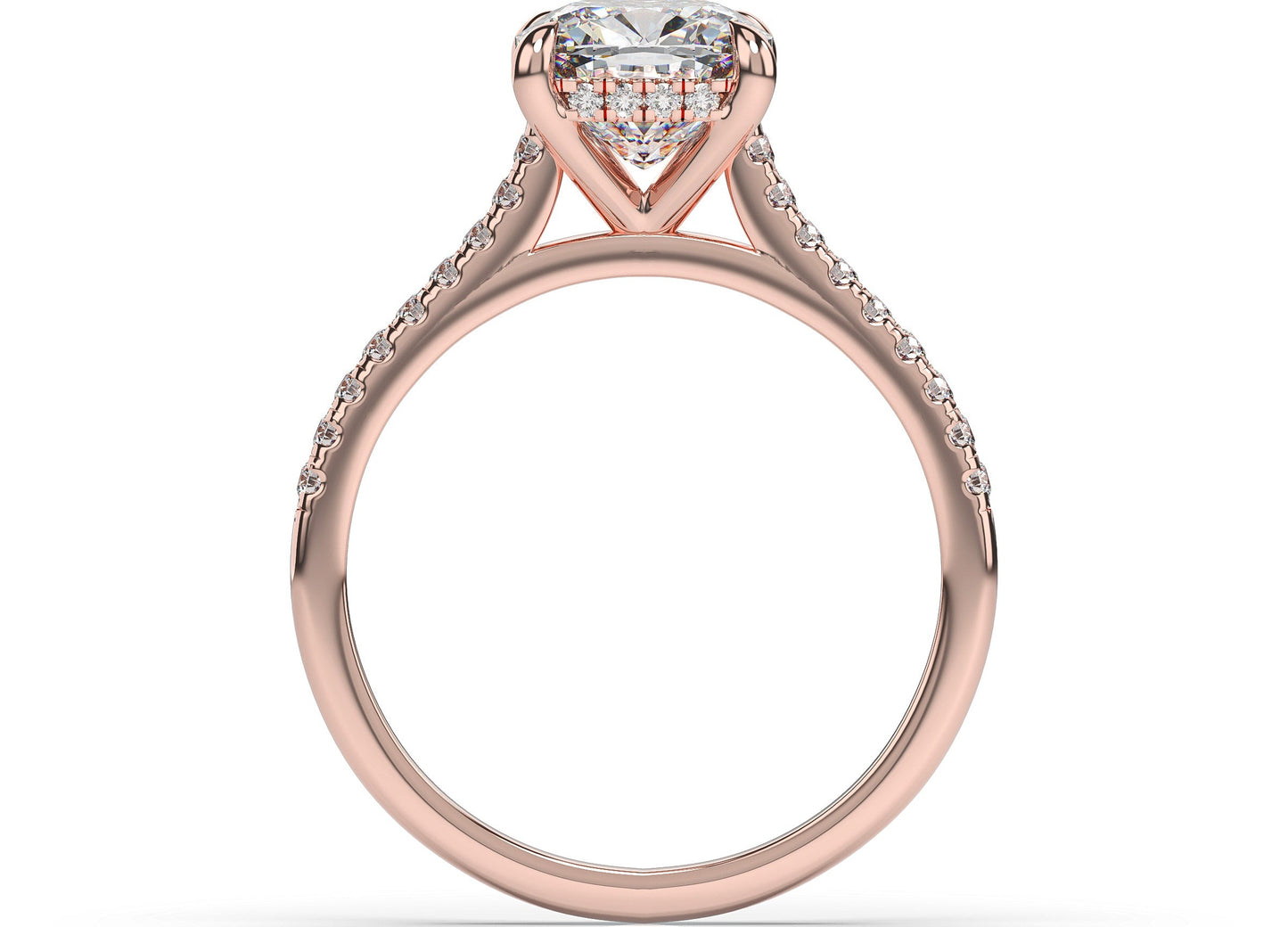 Cushion Rose Gold Hidden Halo Engagement Ring