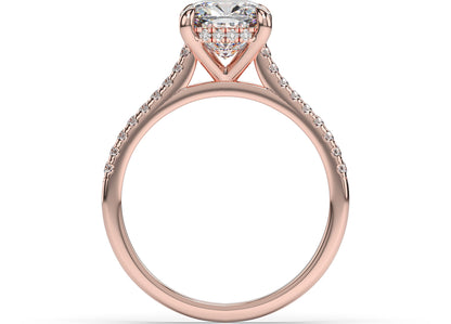 Cushion Rose Gold Hidden Halo Engagement Ring