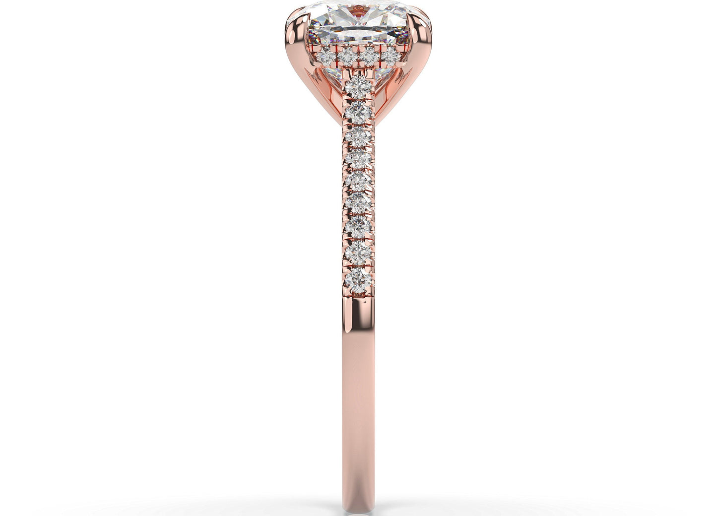 Cushion Rose Gold Hidden Halo Engagement Ring