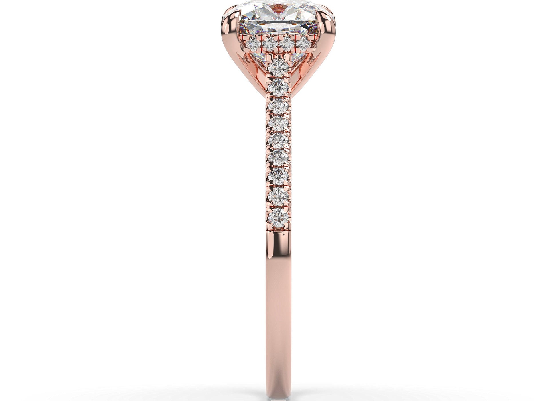 Cushion Rose Gold Hidden Halo Engagement Ring