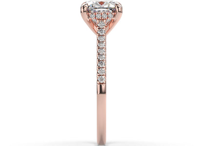 Cushion Rose Gold Hidden Halo Engagement Ring