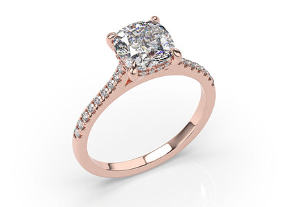 Cushion Rose Gold Hidden Halo Engagement Ring