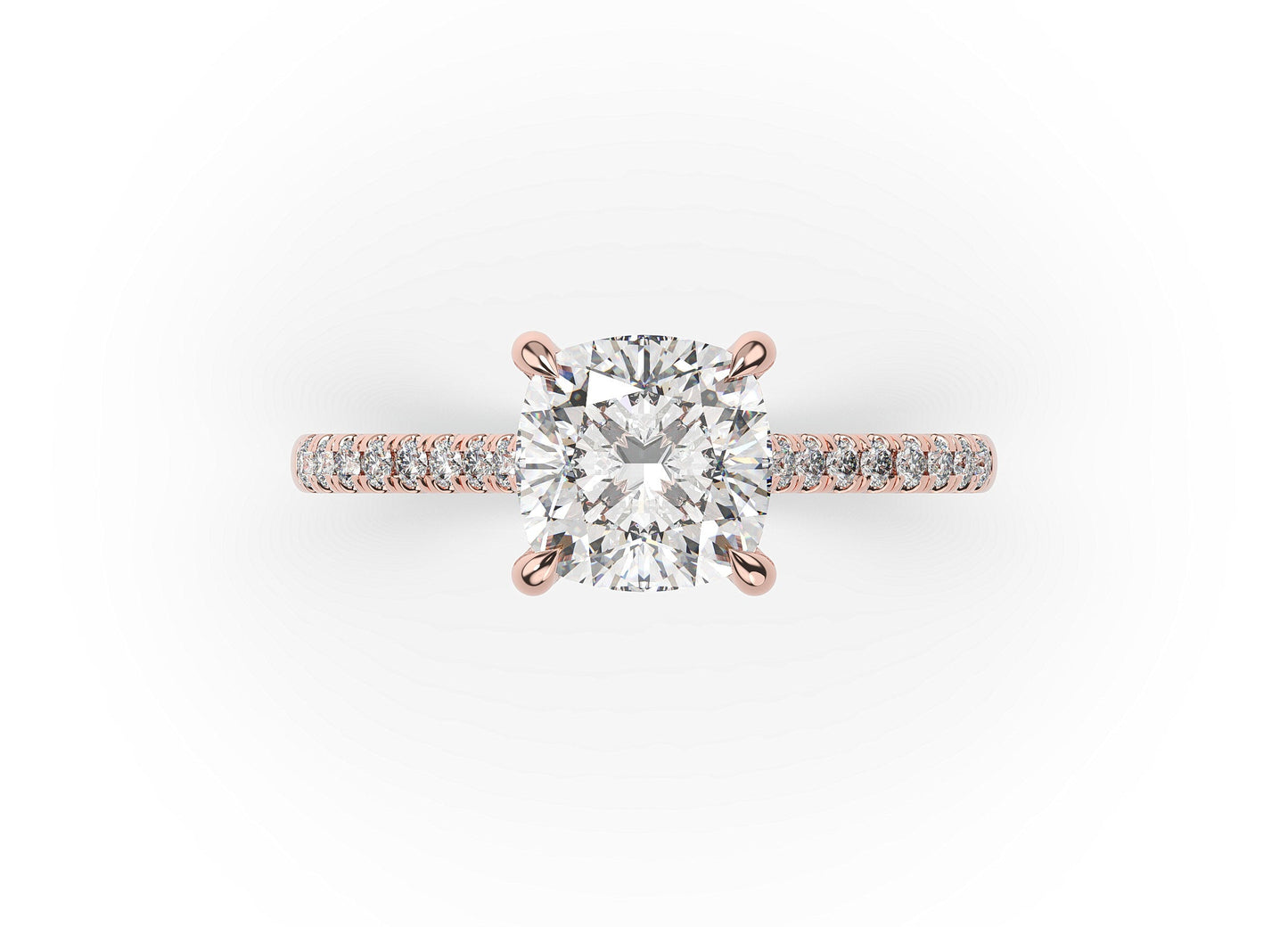 Cushion Rose Gold Hidden Halo Engagement Ring