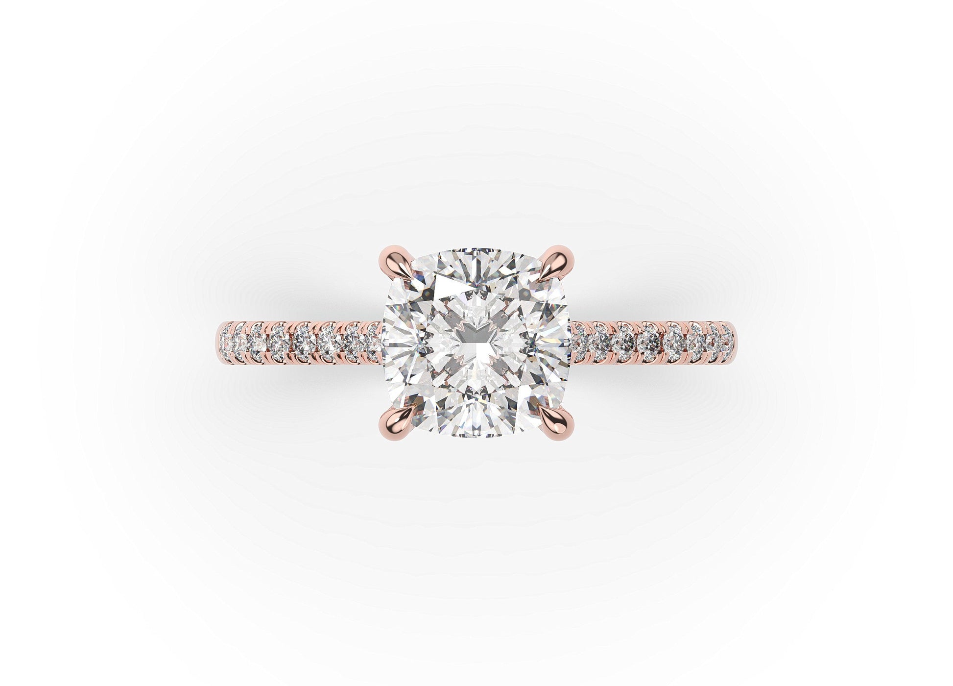 Cushion Rose Gold Hidden Halo Engagement Ring