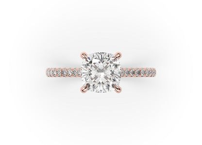 Cushion Rose Gold Hidden Halo Engagement Ring