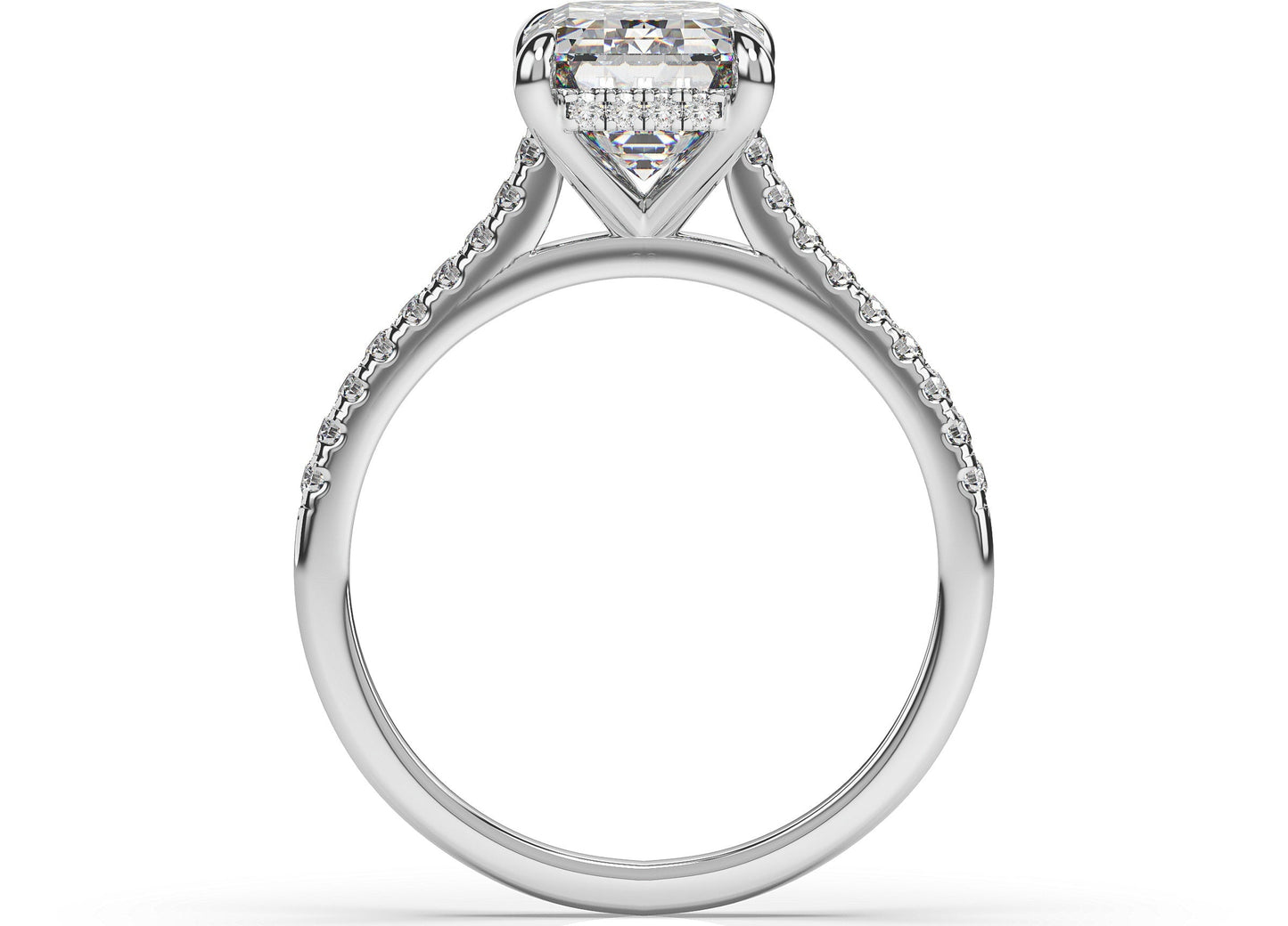 Emerald White Gold Hidden Halo Engagement Ring