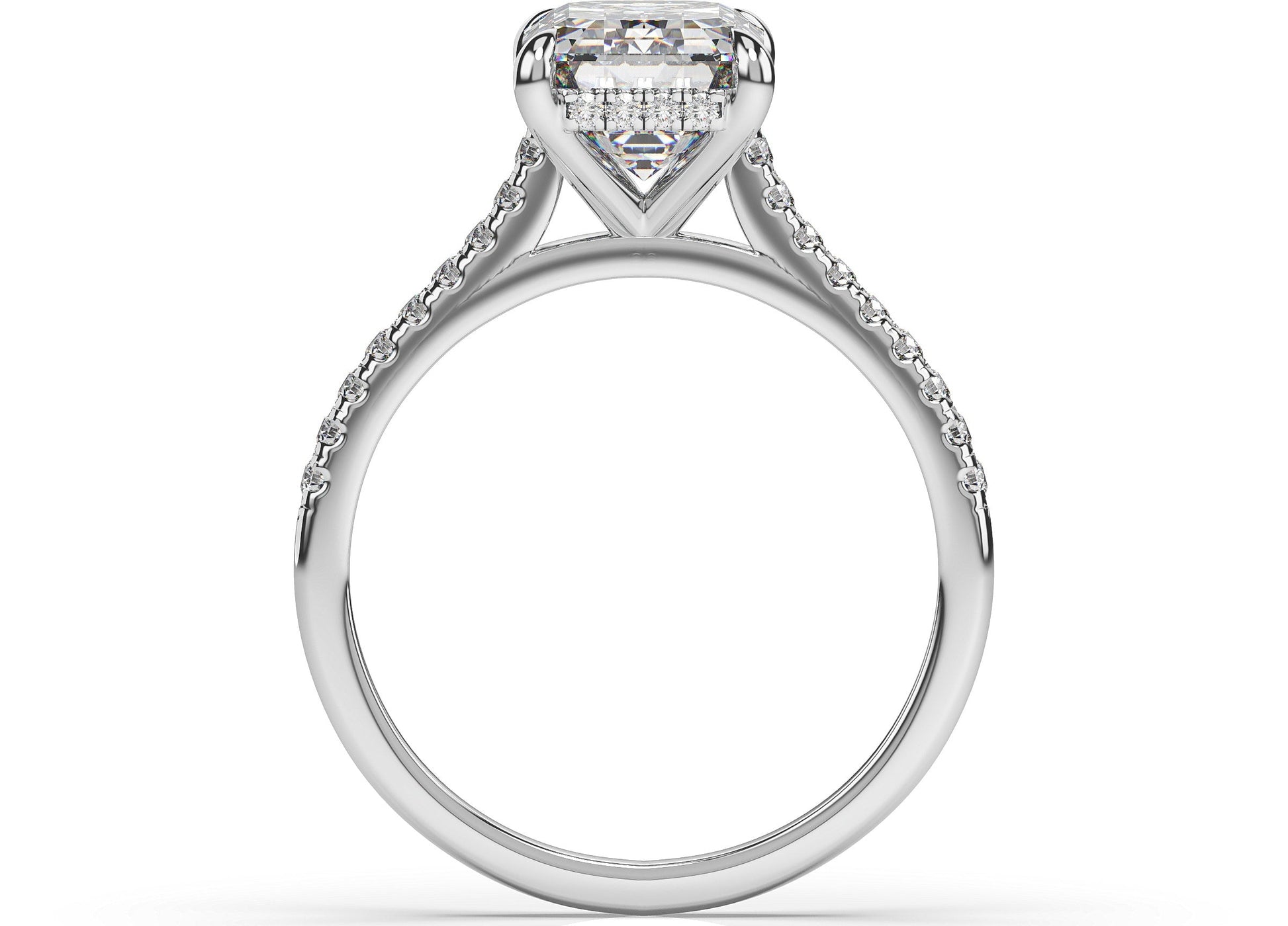 Emerald White Gold Hidden Halo Engagement Ring