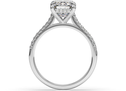 Emerald White Gold Hidden Halo Engagement Ring