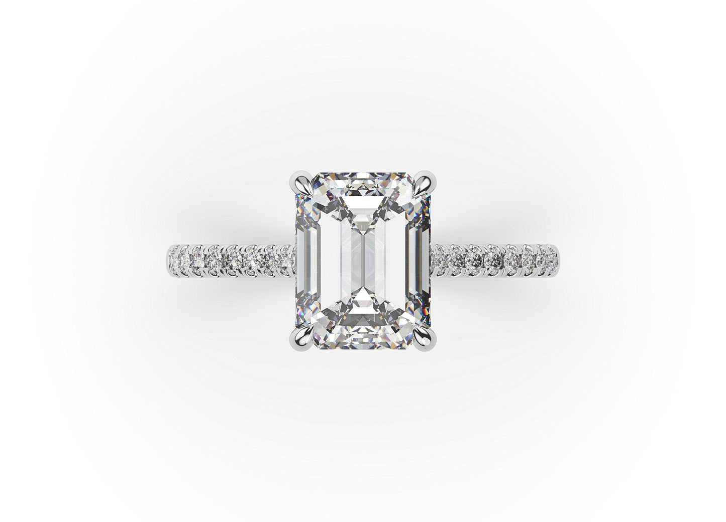 Emerald White Gold Hidden Halo Engagement Ring