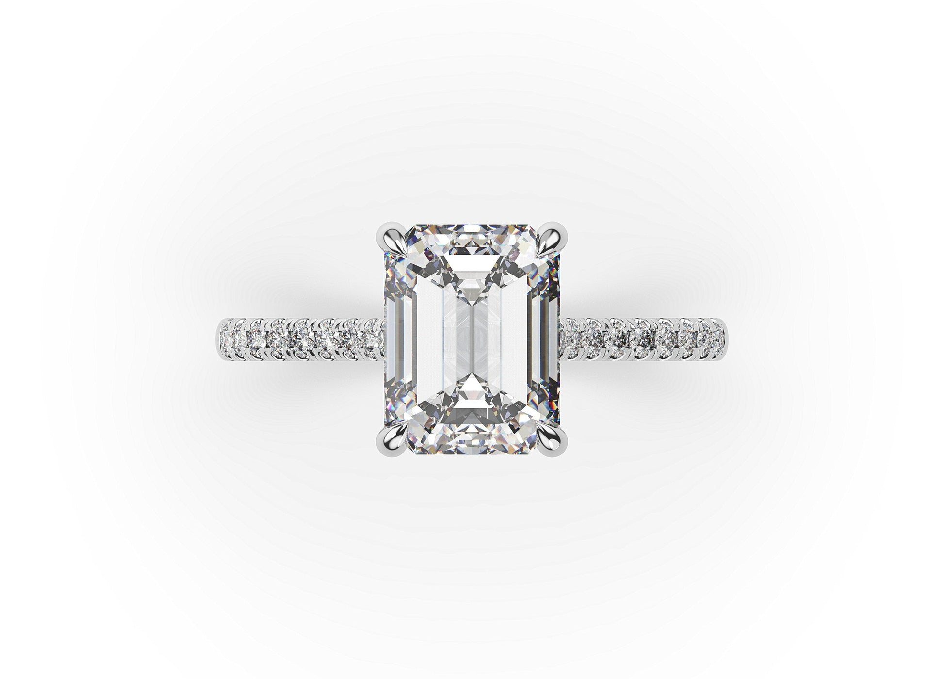 Emerald White Gold Hidden Halo Engagement Ring