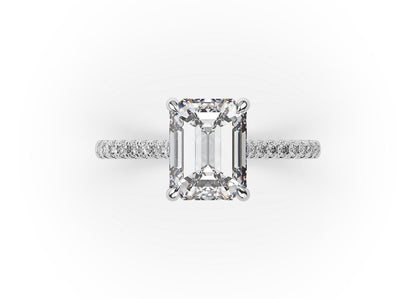 Emerald White Gold Hidden Halo Engagement Ring