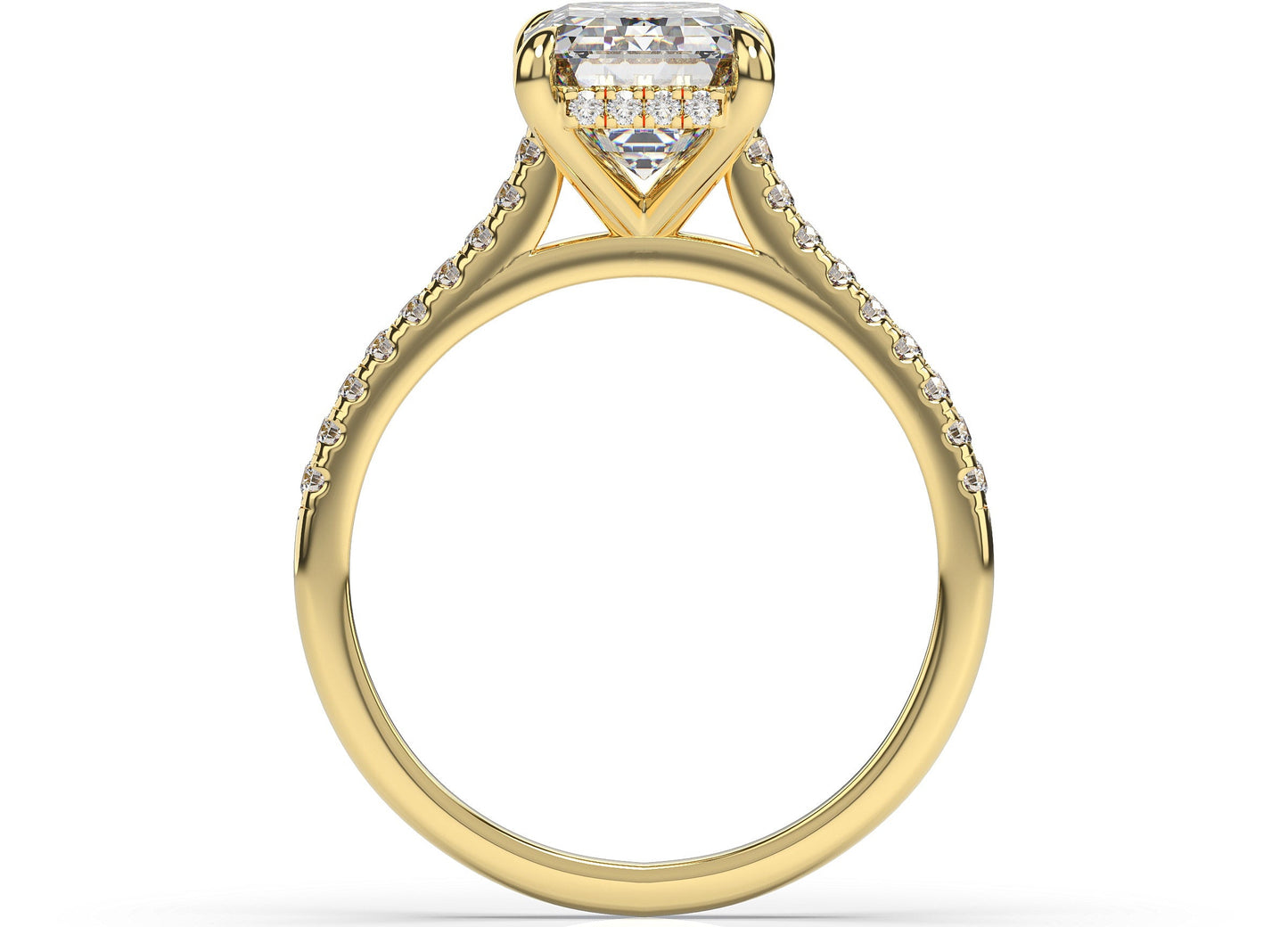 Emerald Yellow Gold Hidden Halo Engagement Ring