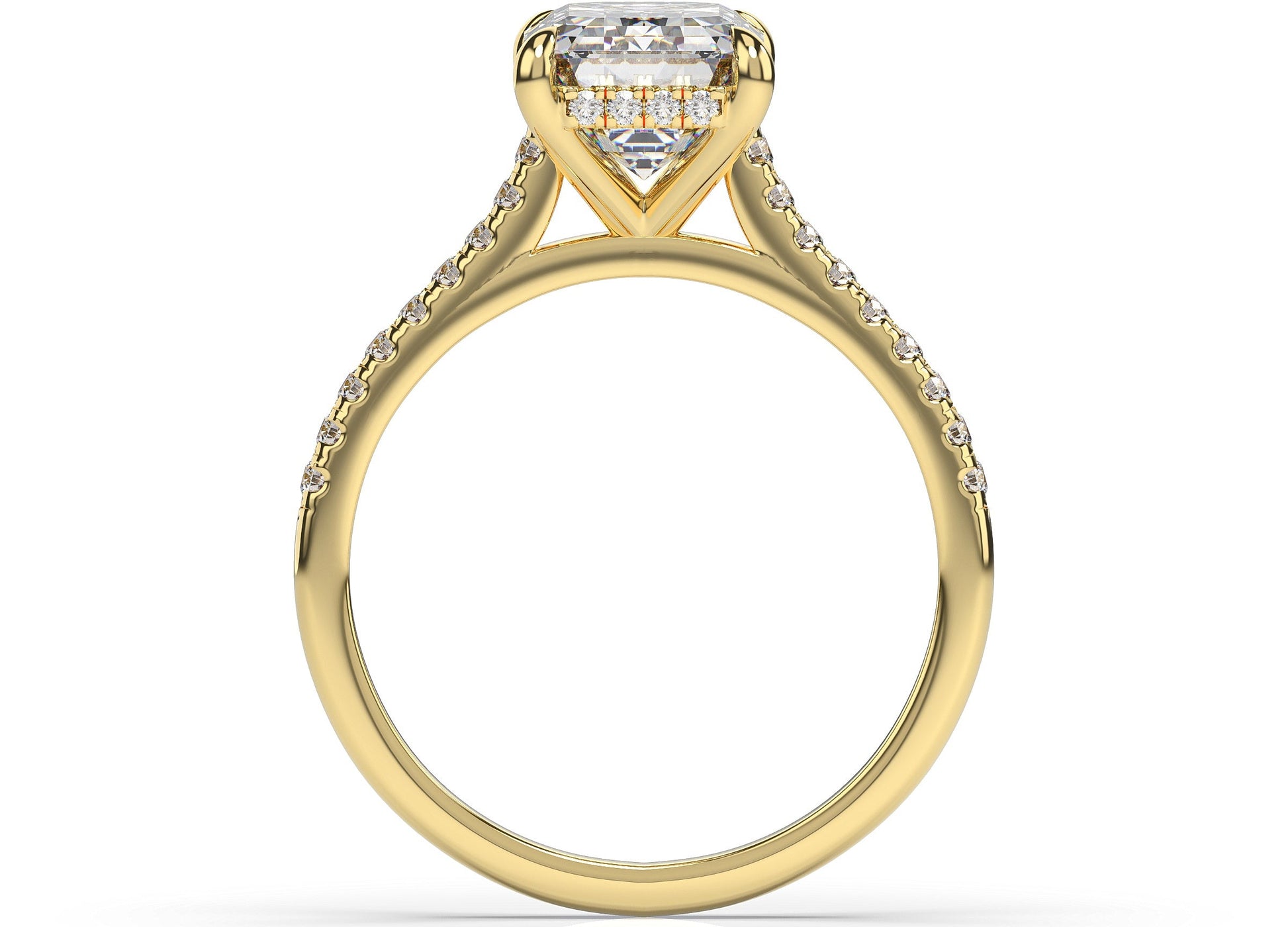 Emerald Yellow Gold Hidden Halo Engagement Ring