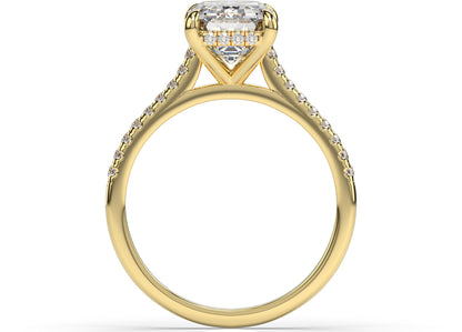 Emerald Yellow Gold Hidden Halo Engagement Ring