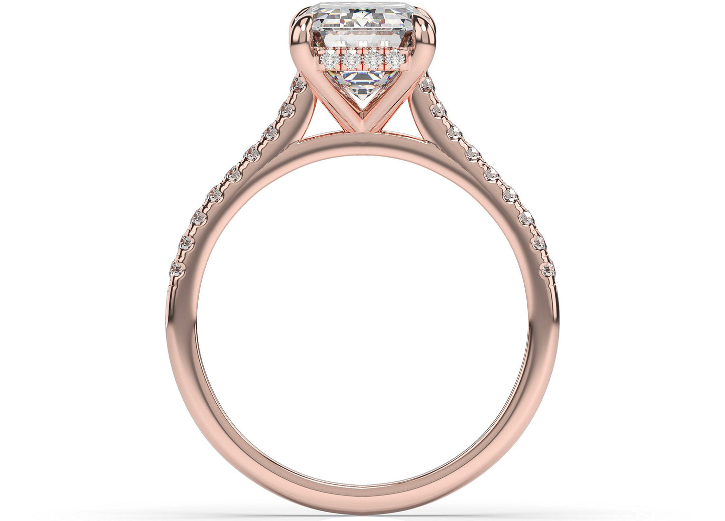 Emerald Rose Gold Hidden Halo Engagement Ring
